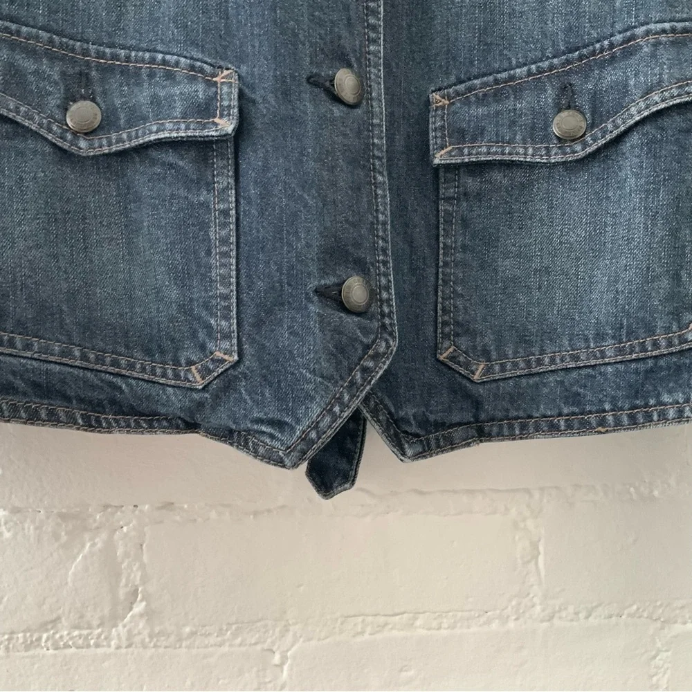 Vintage Chaps Womens Jean Jacket Dark Blue Denim Blazer Jacket Fitted Minimalist - Picture 8 of 14